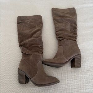 Tayler Knee-High Textured Suede Boots | Size 6